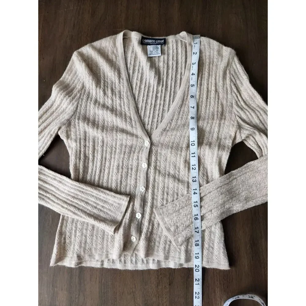 Lamberto Losani Women's Cashmere Beige Tank & Cardigan Set Size M Pre-owned - Picture 10 of 11